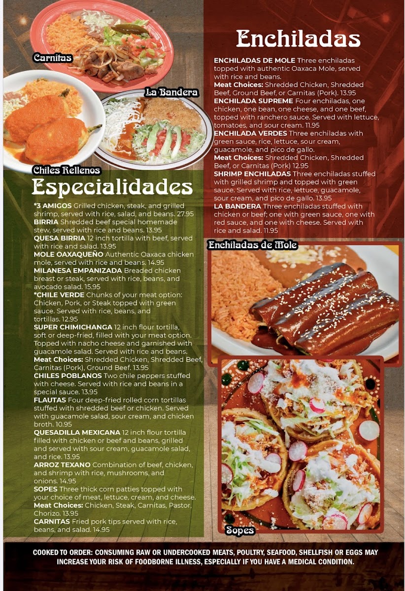 MI CASA Mexican Restaurant Maiden NC menu board