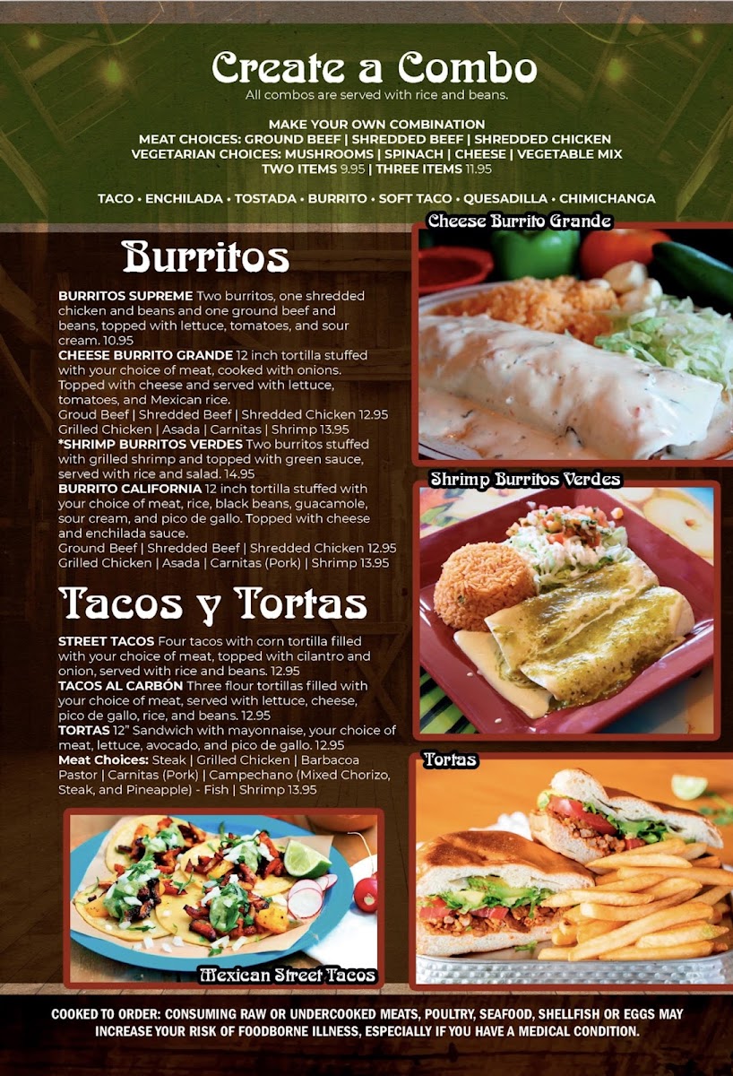 MI CASA Mexican Restaurant Maiden NC menu board
