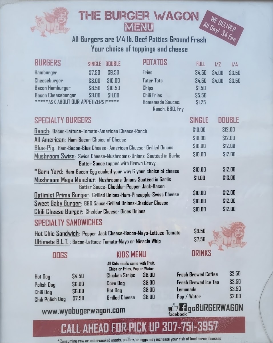 Burger Wagon Sheridan Wyoming menu board