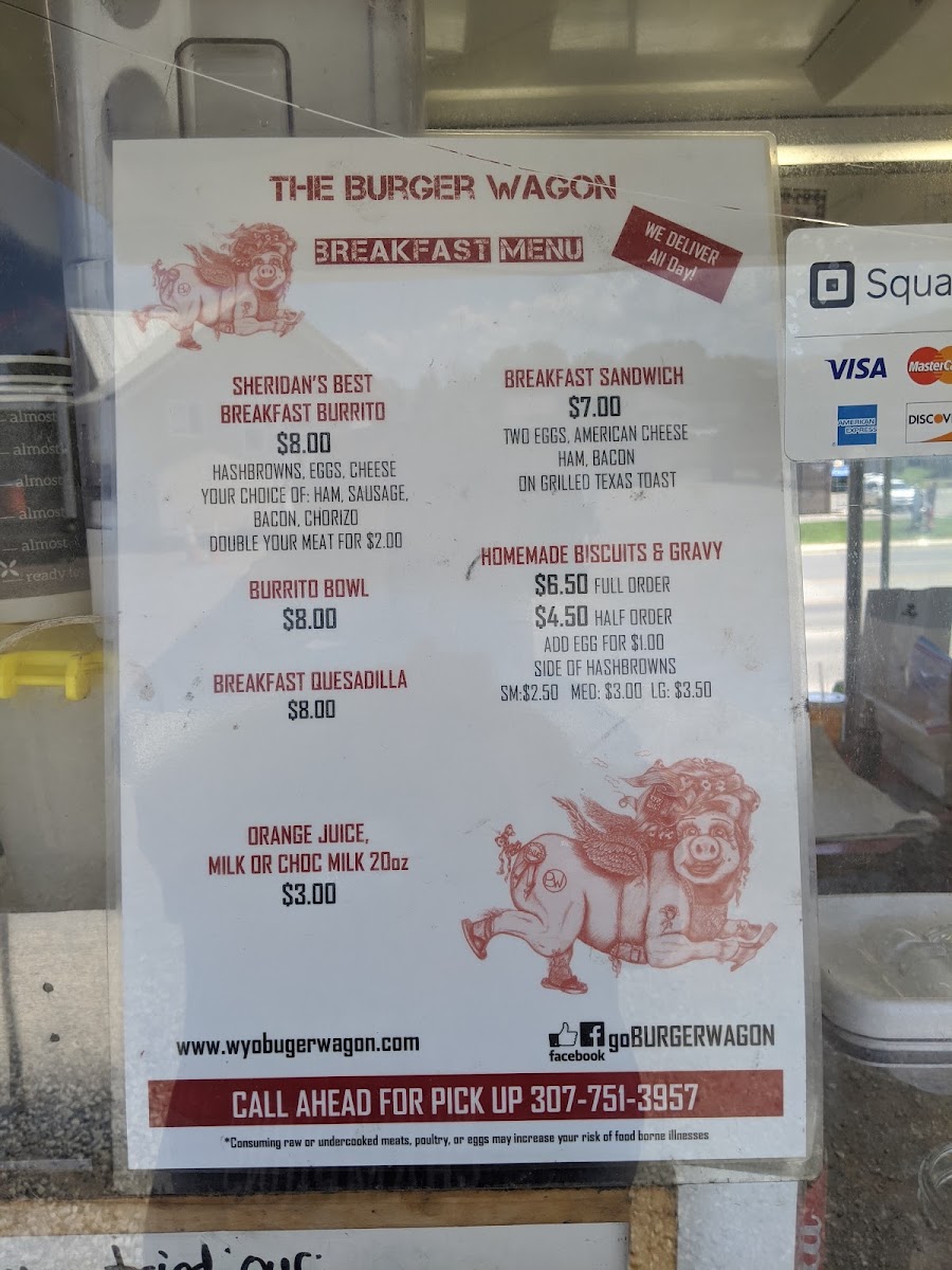 Burger Wagon Sheridan Wyoming menu board