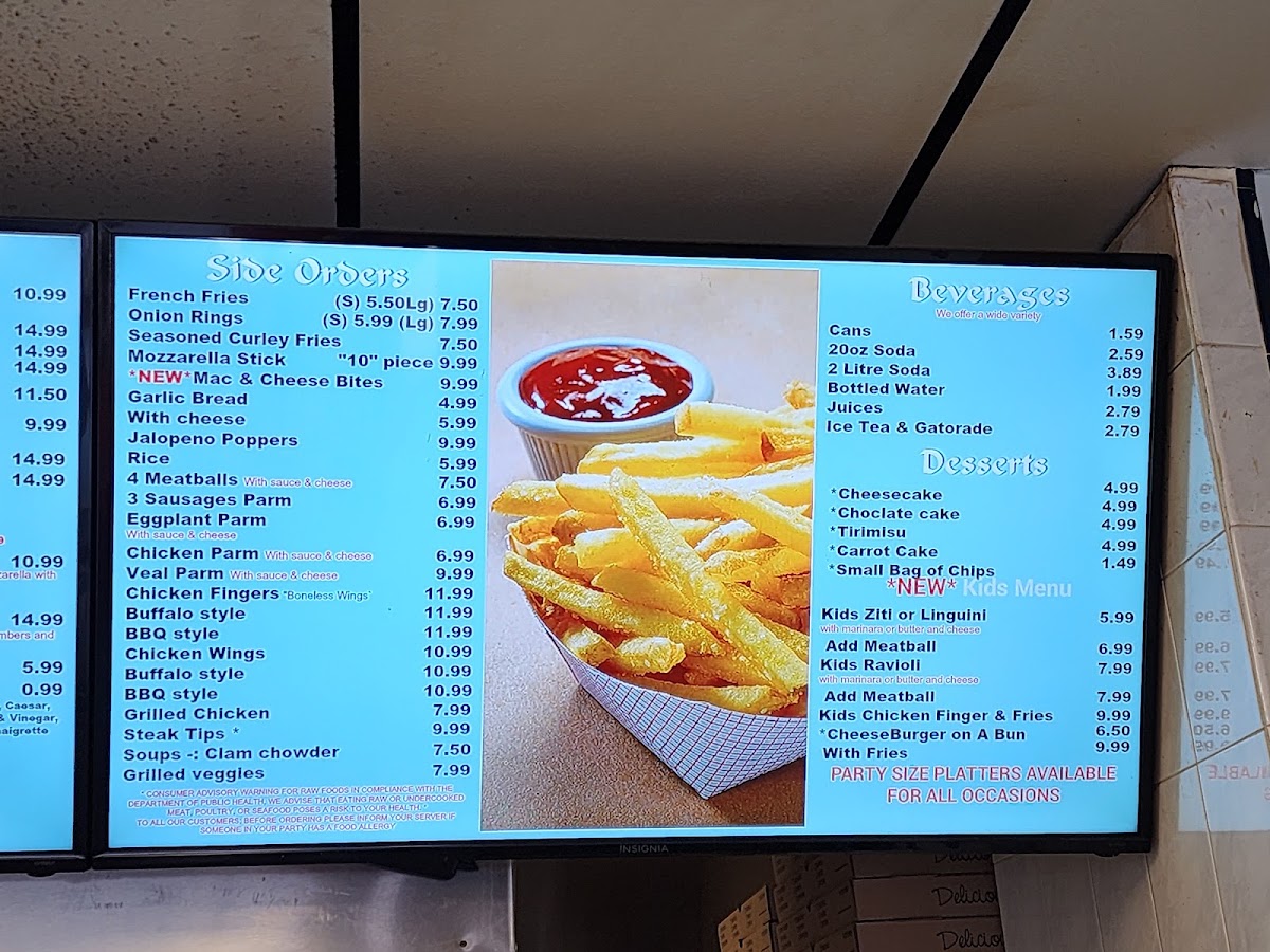 Amore Pizza & Kitchen Medford menu board