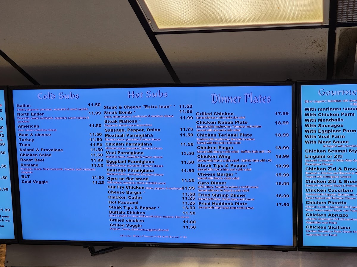 Amore Pizza & Kitchen Medford menu board