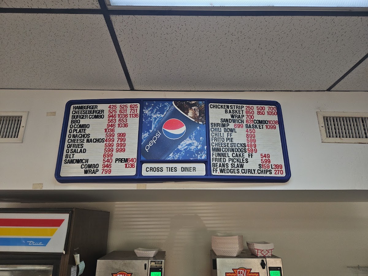 Cross Ties Diner menu board