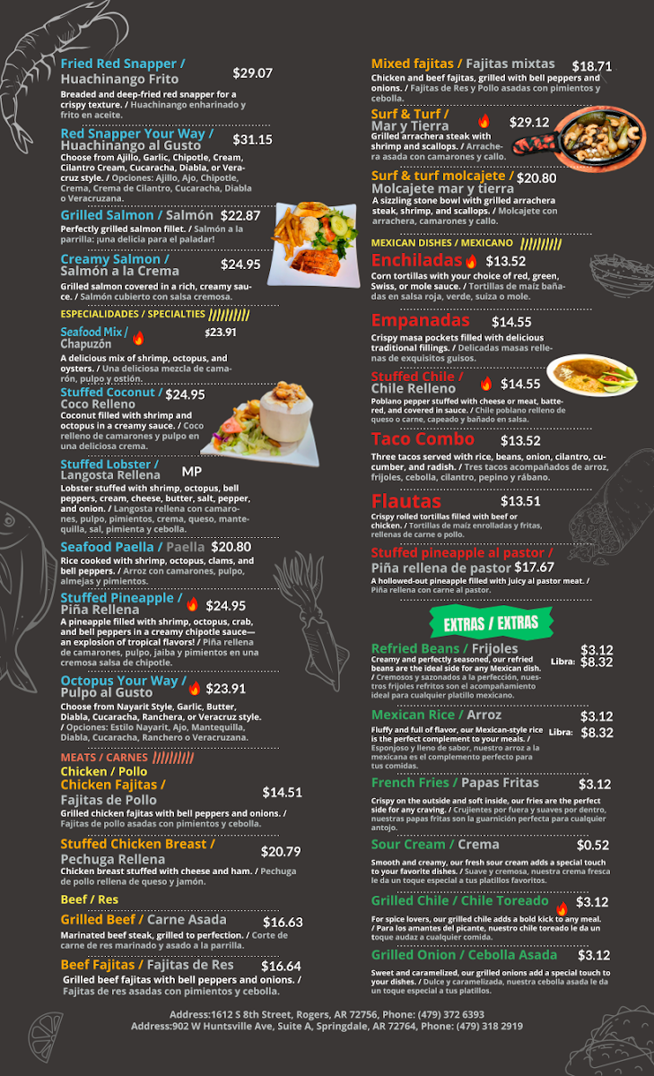 El senor de los tacos bar & grill menu board