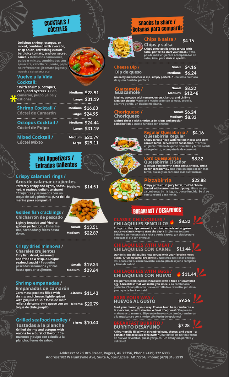 El senor de los tacos bar & grill menu board