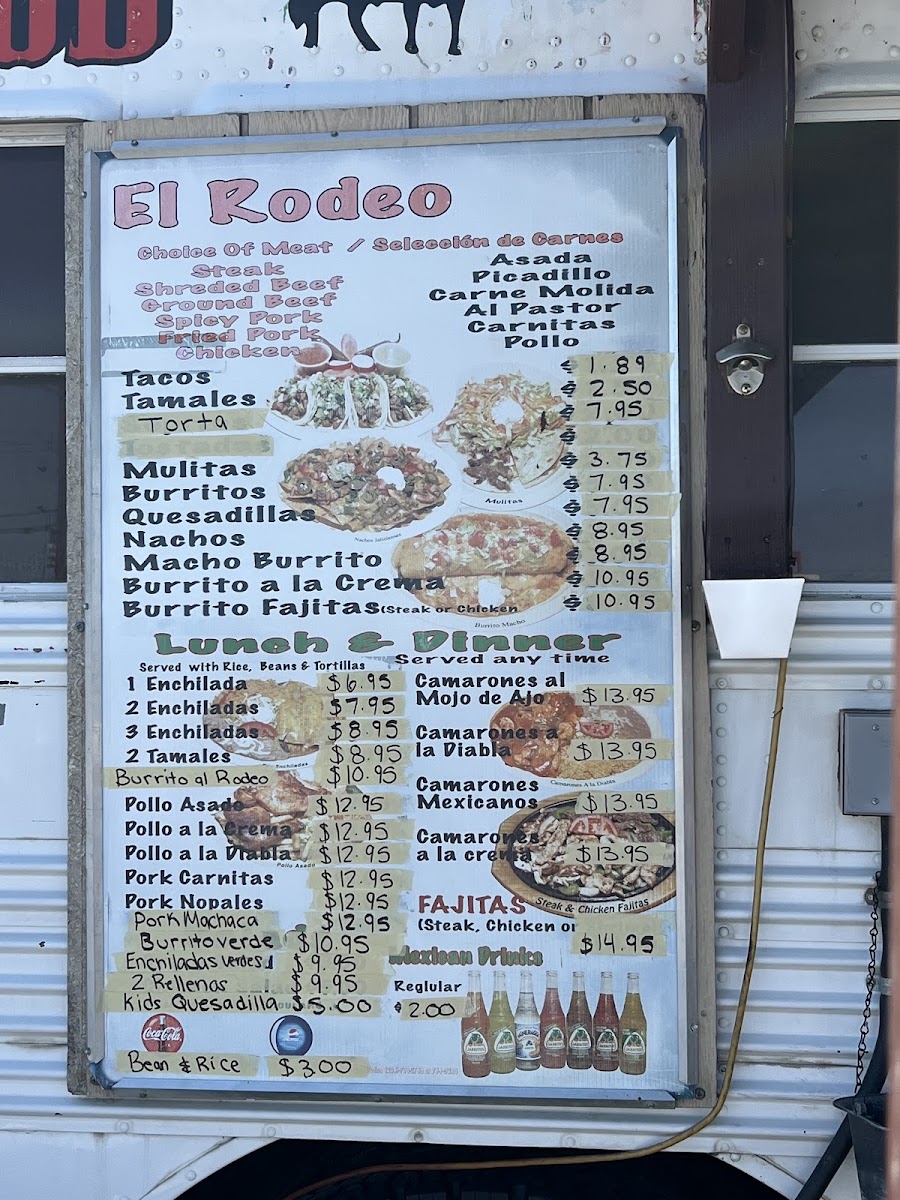 El Rodeo Mexican Food menu board