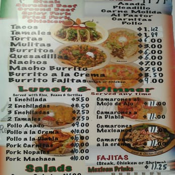 El Rodeo Mexican Food menu board