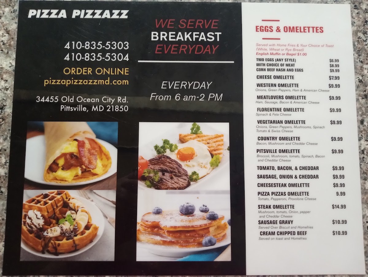 Pizza Pizzazz menu board