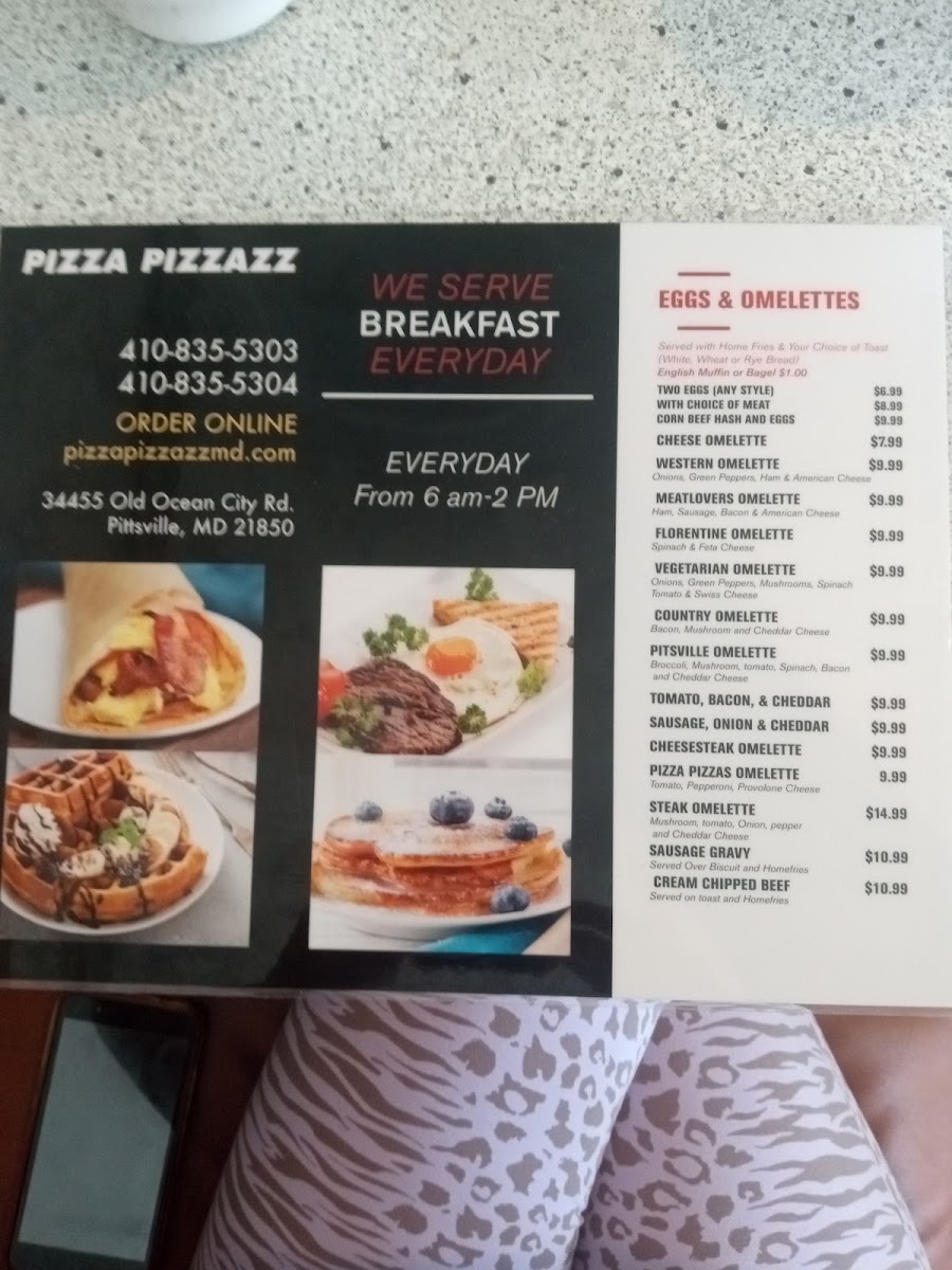 Pizza Pizzazz menu board