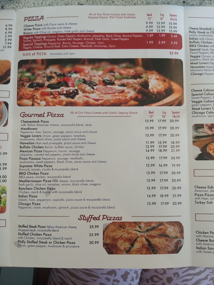 Pizza Pizzazz menu board