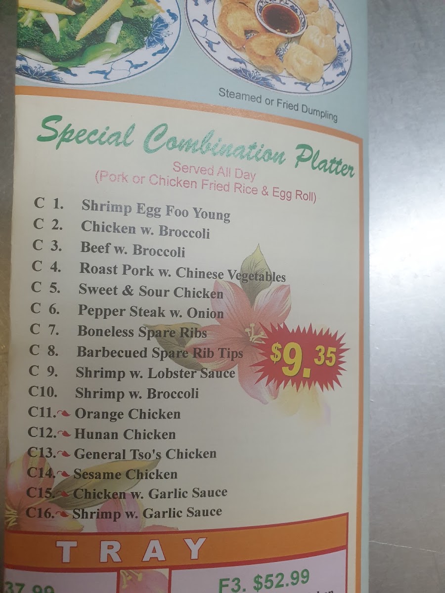 China Inn Restaurant menu board