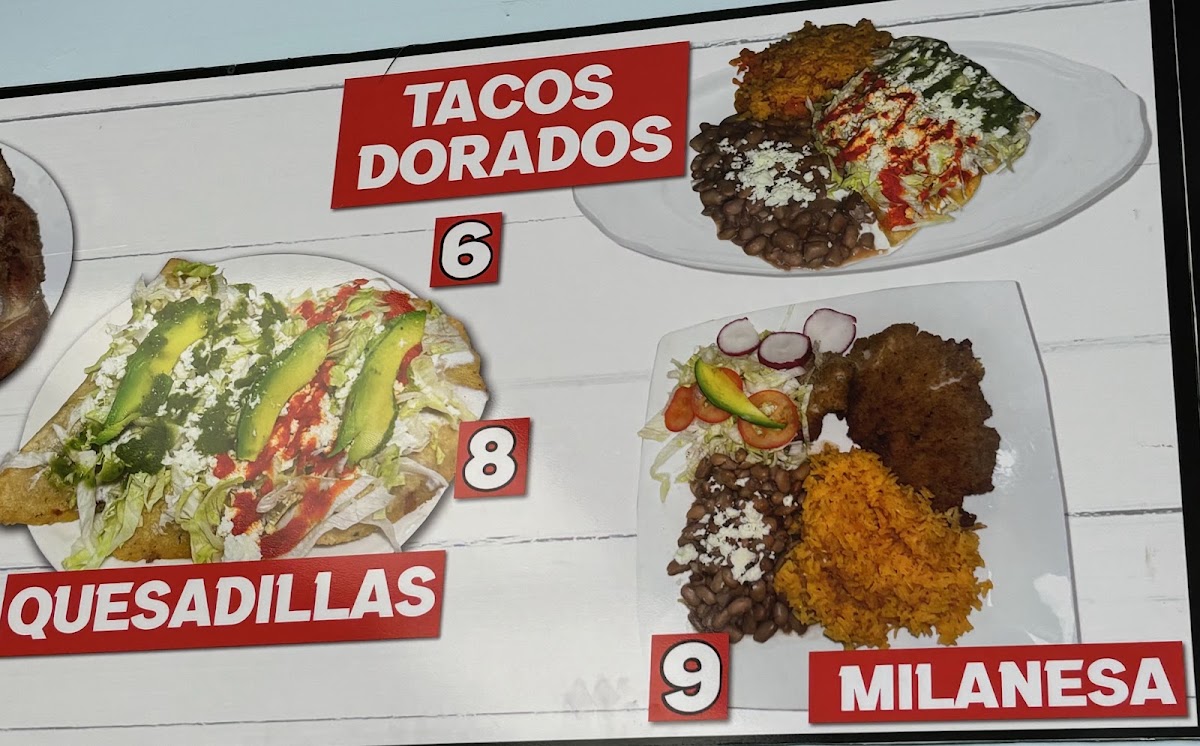 Taquerias Rosey menu board