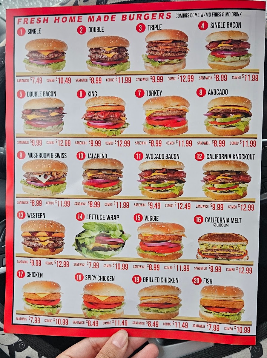 California Burger menu board