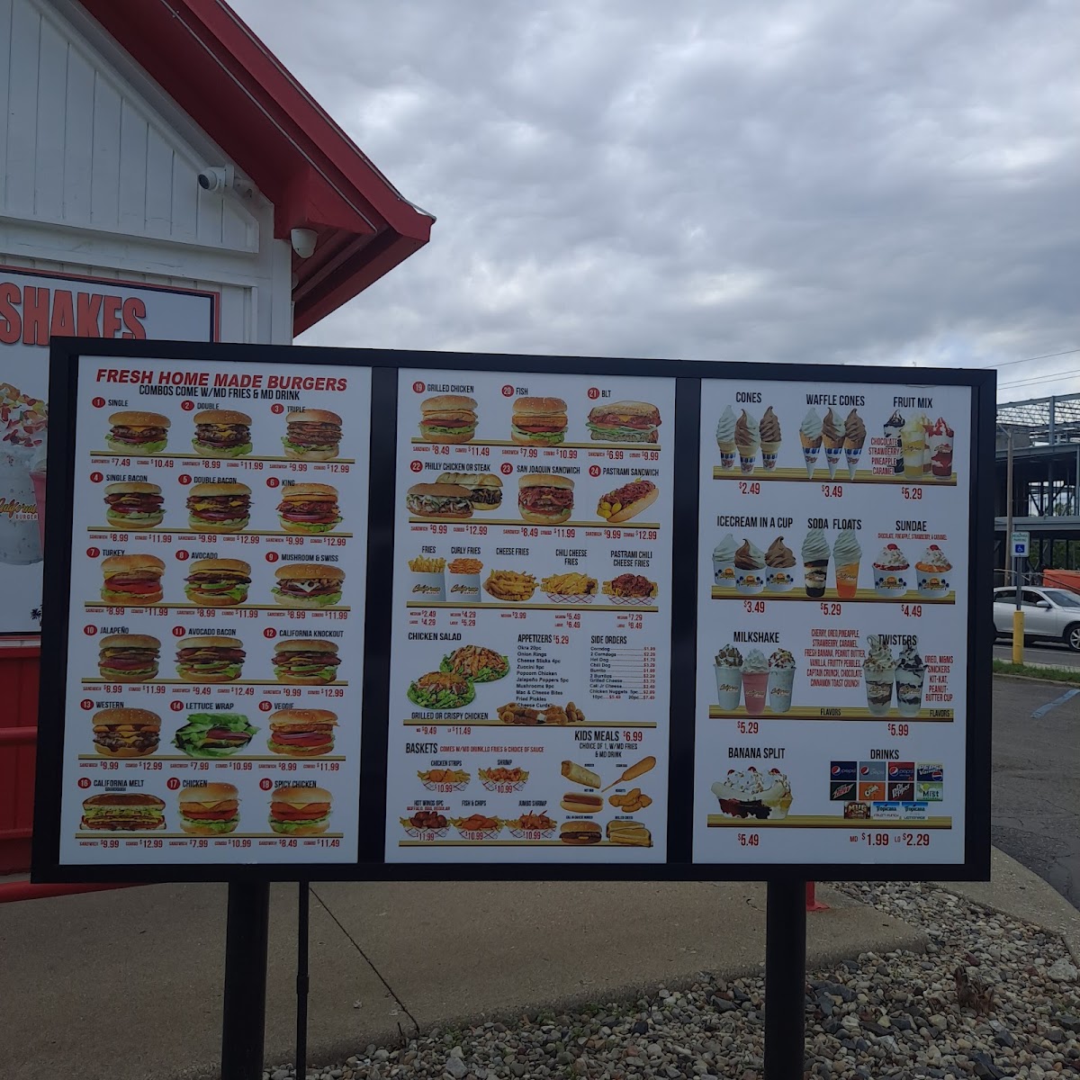 California Burger menu board