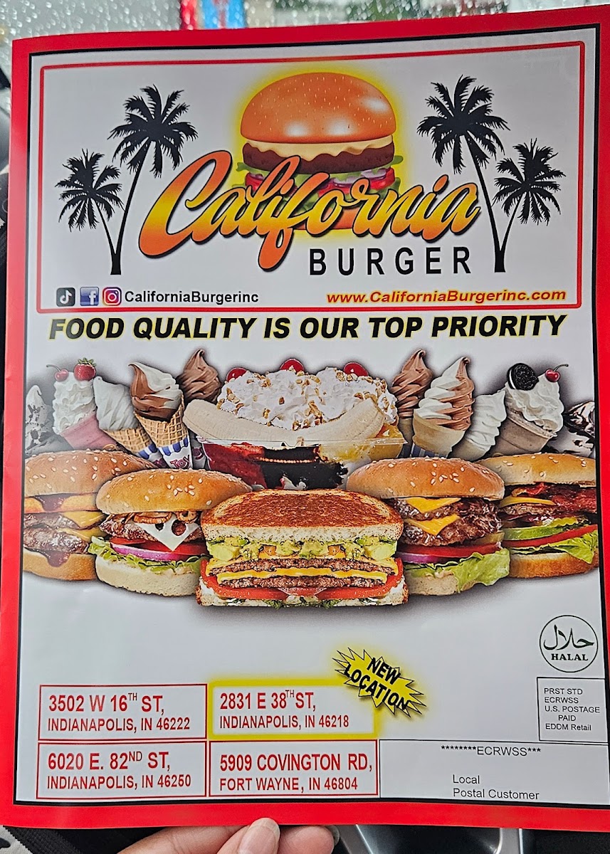 California Burger menu board