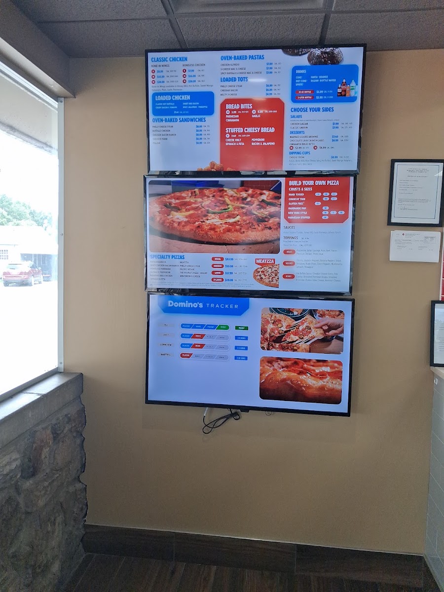 Dominos menu board