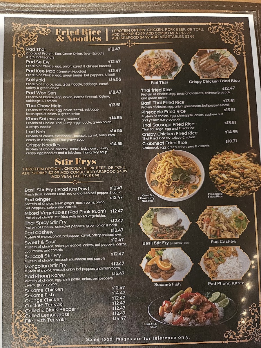 Kanya Thai cuisine menu board