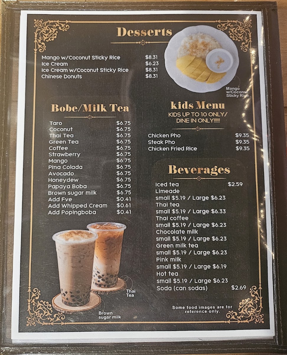 Kanya Thai cuisine menu board