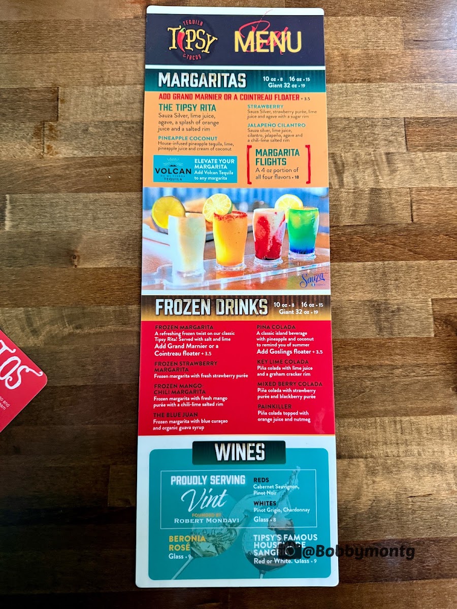 Tipsy Taco menu board