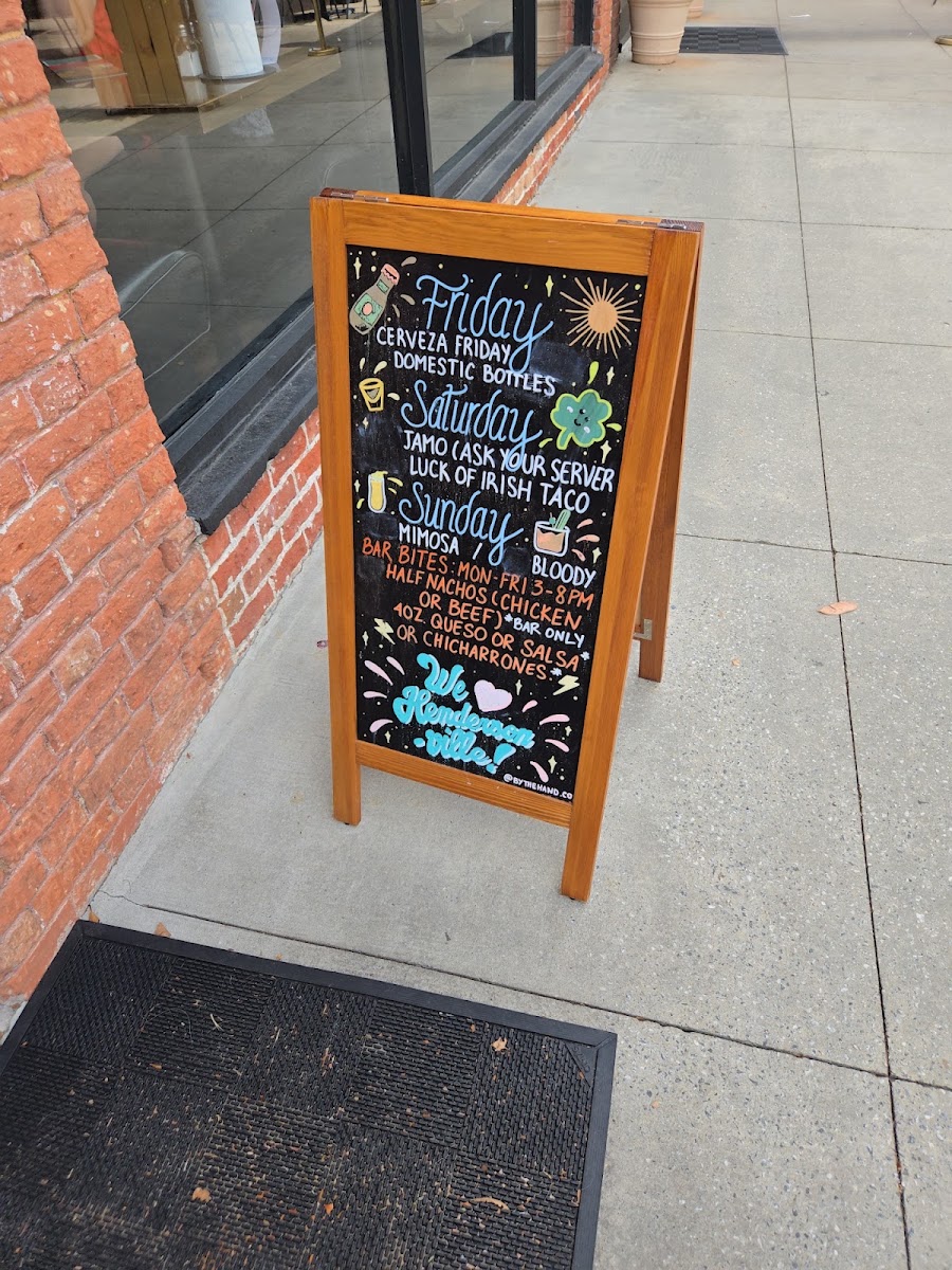 Tipsy Taco menu board