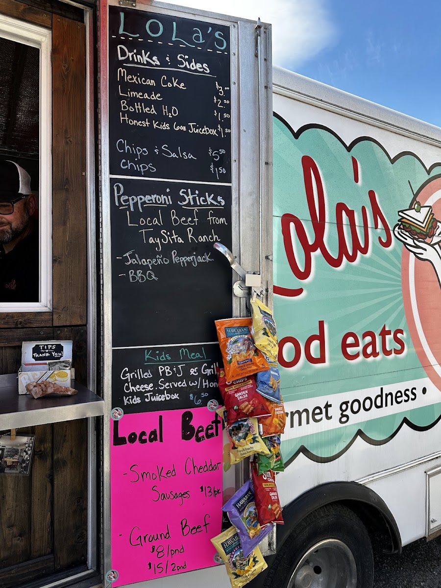 Lola's Good Eats menu board