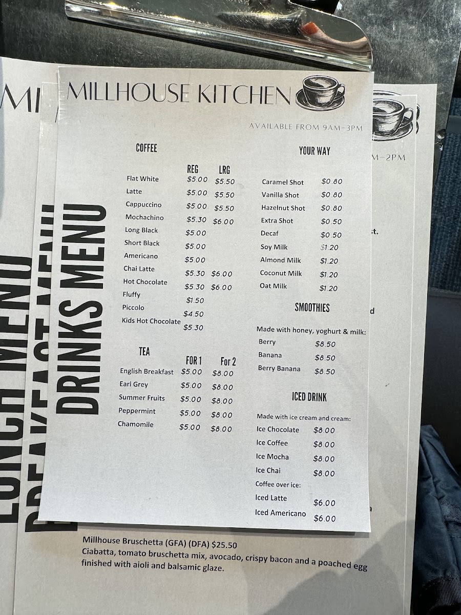 Millhouse Kitchen menu board