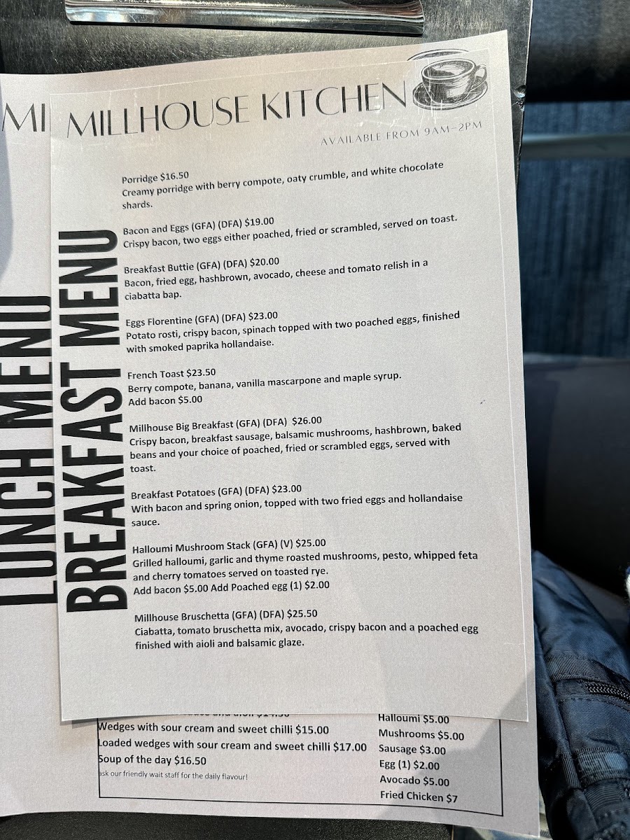 Millhouse Kitchen menu board