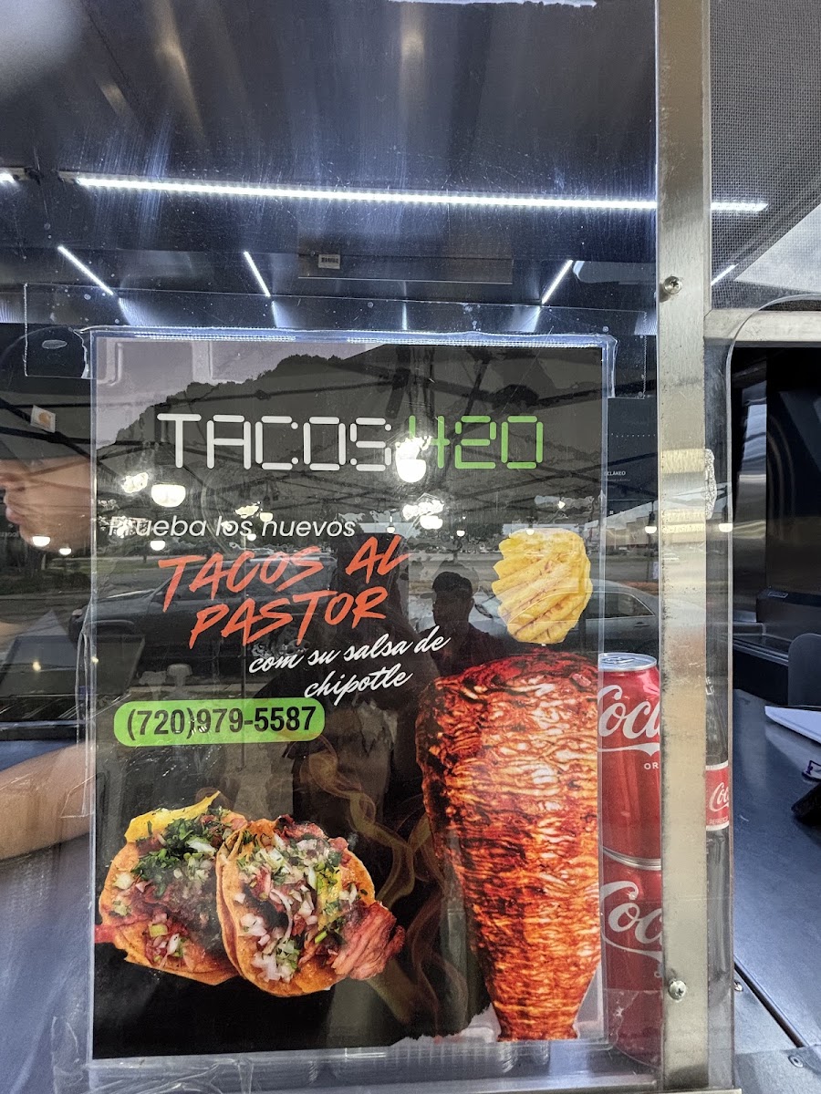 Tacos 420 menu board