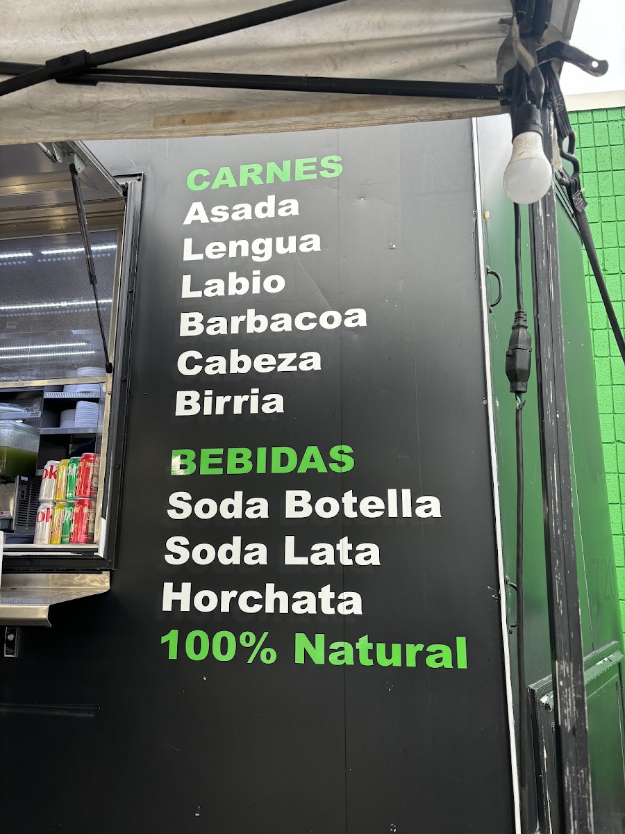 Tacos 420 menu board