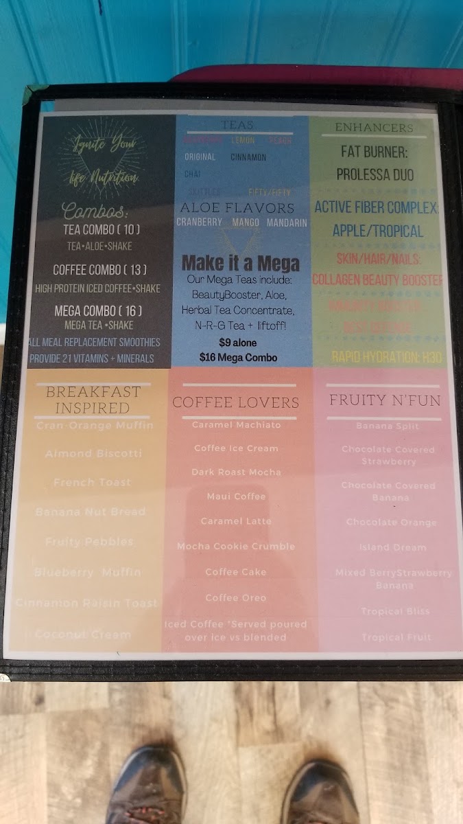 Lincoln Smoothies menu board