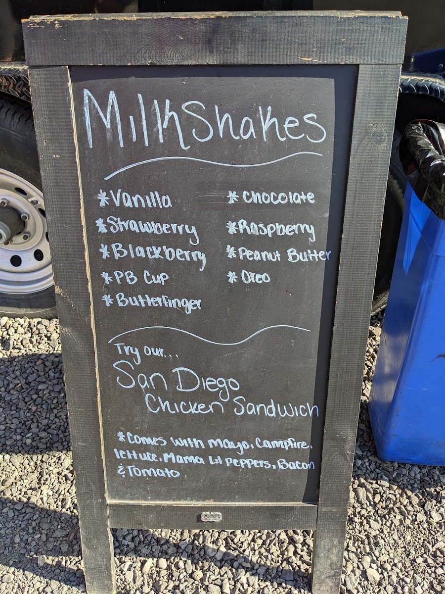 Joe Daddy’s Burgers and more menu board