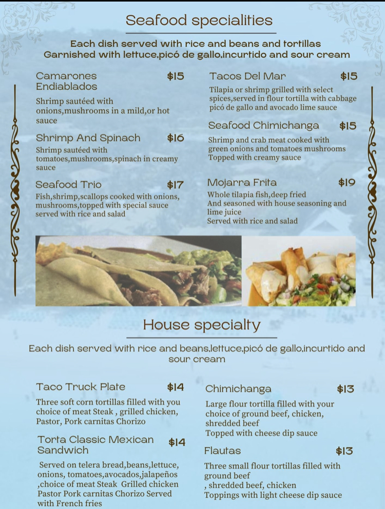 Las 3 Fronteras menu board