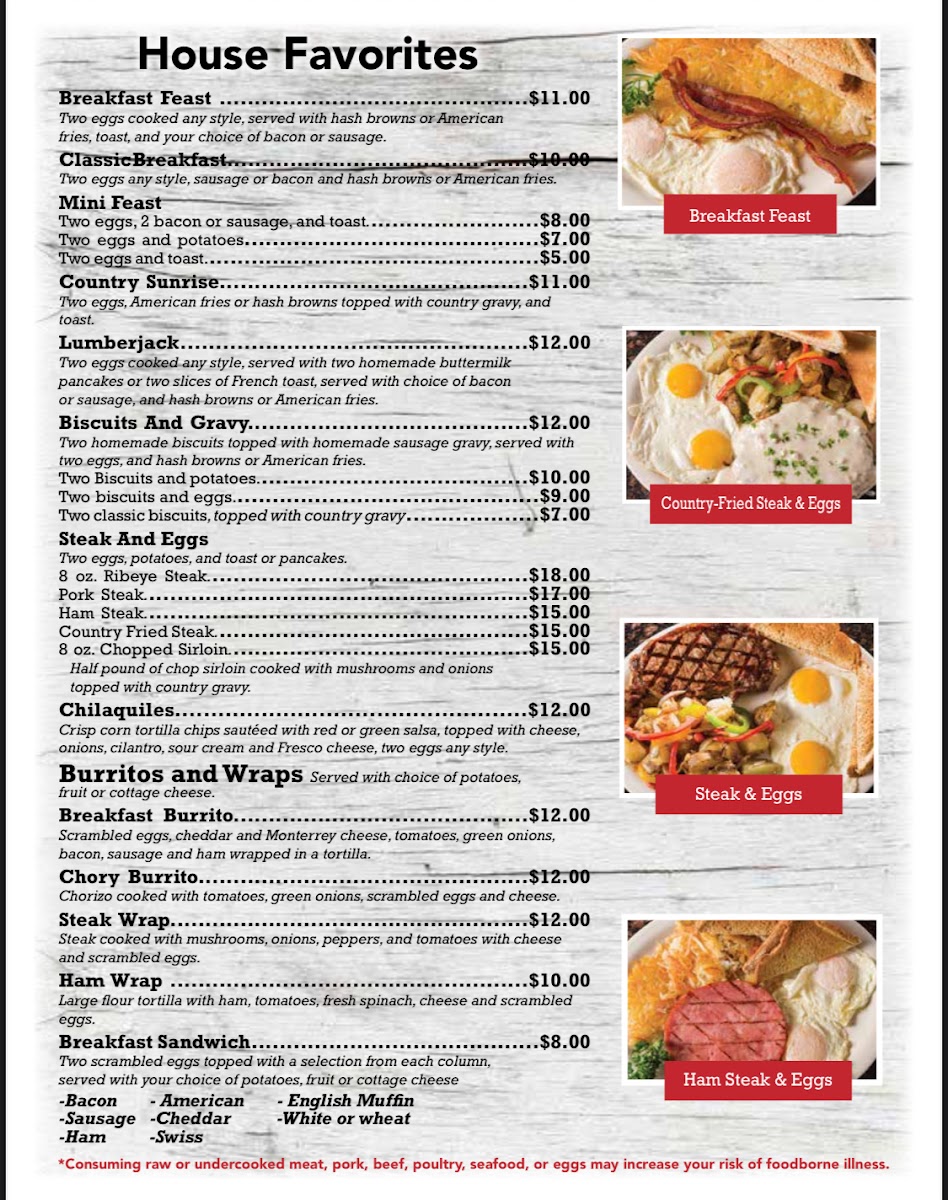 Las 3 Fronteras menu board