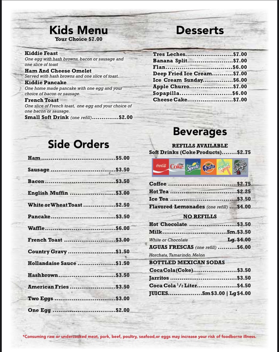 Las 3 Fronteras menu board