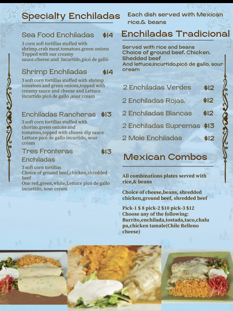 Las 3 Fronteras menu board