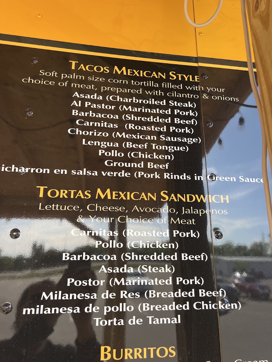 Jose's Tacos menu board