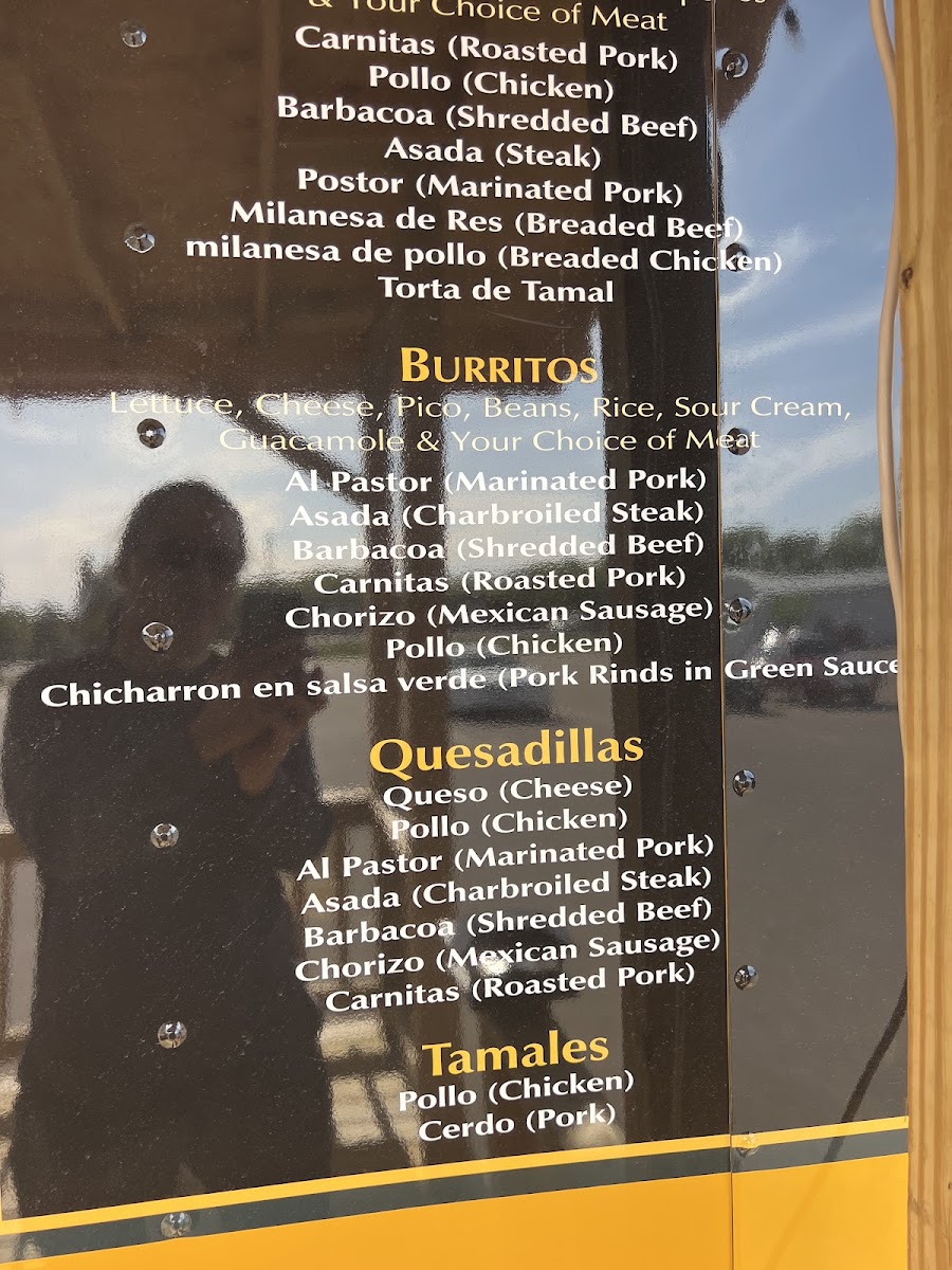 Jose's Tacos menu board
