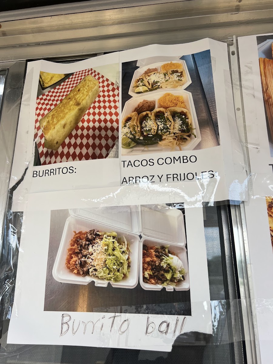 Jose's Tacos menu board