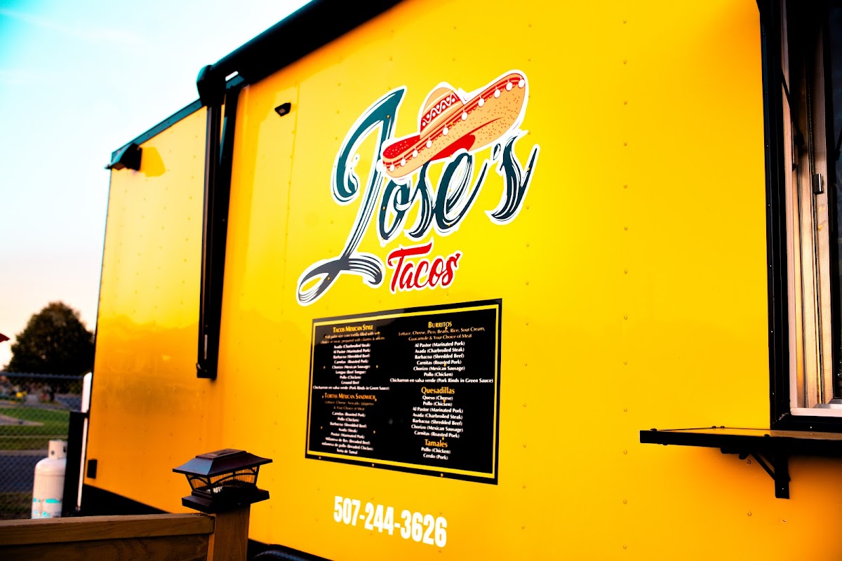 Jose's Tacos menu board