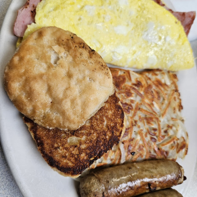Ham and Cheese Omelette w Biscuit