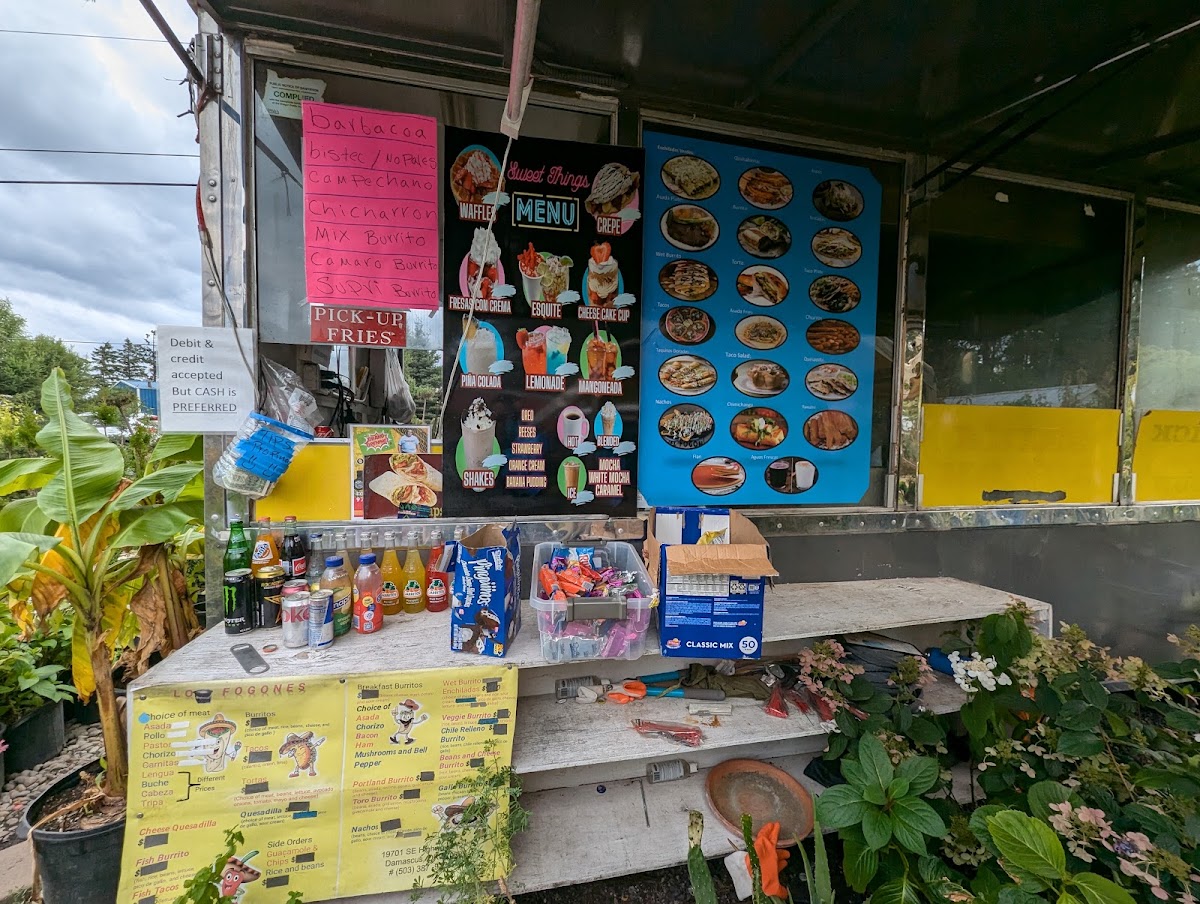 Los Fogones Taco Truck menu board