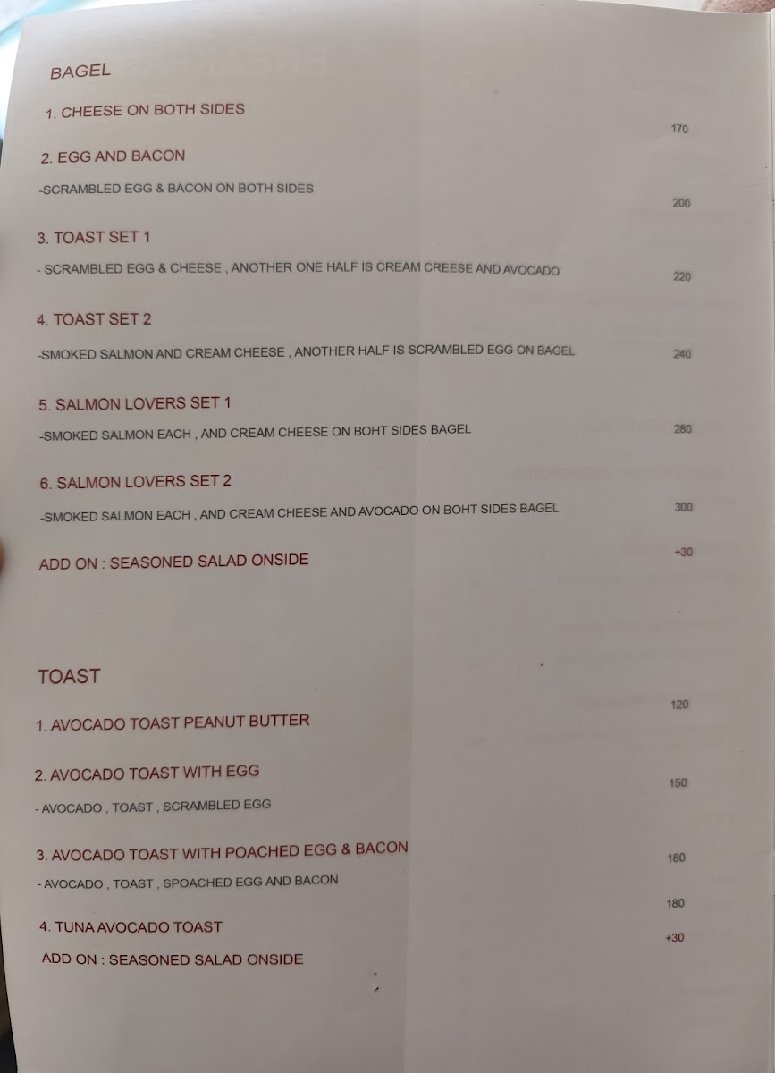 The Seaside Cafe menu board