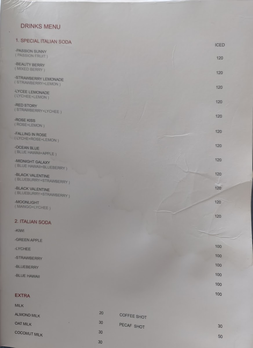 The Seaside Cafe menu board