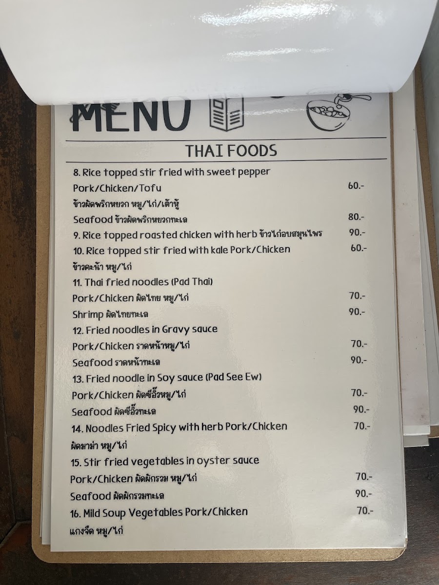 The Seaside Cafe menu board