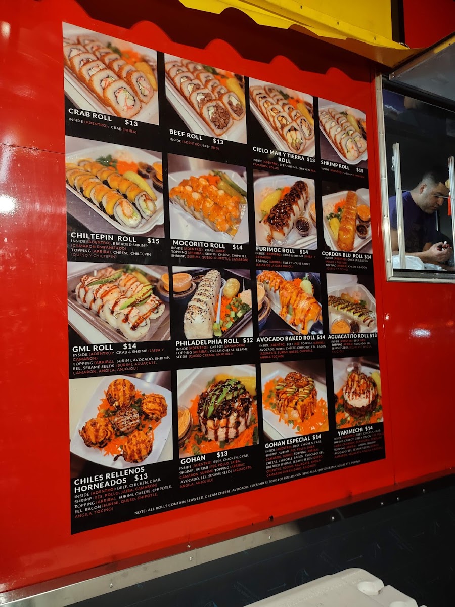 Sushi mocorito Lonchera menu board