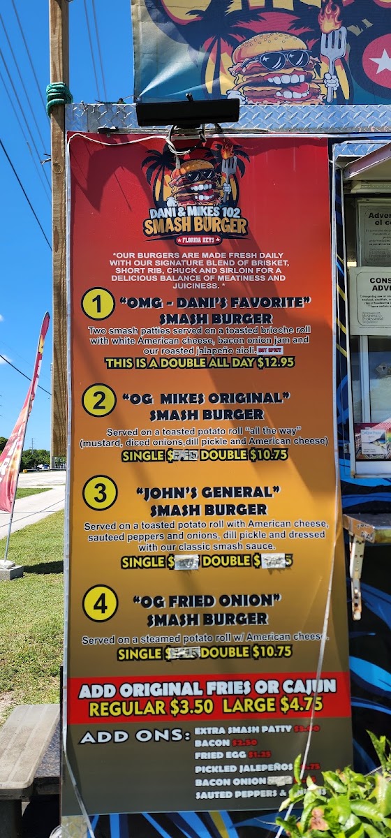 Dani and Mike’s 102 menu board