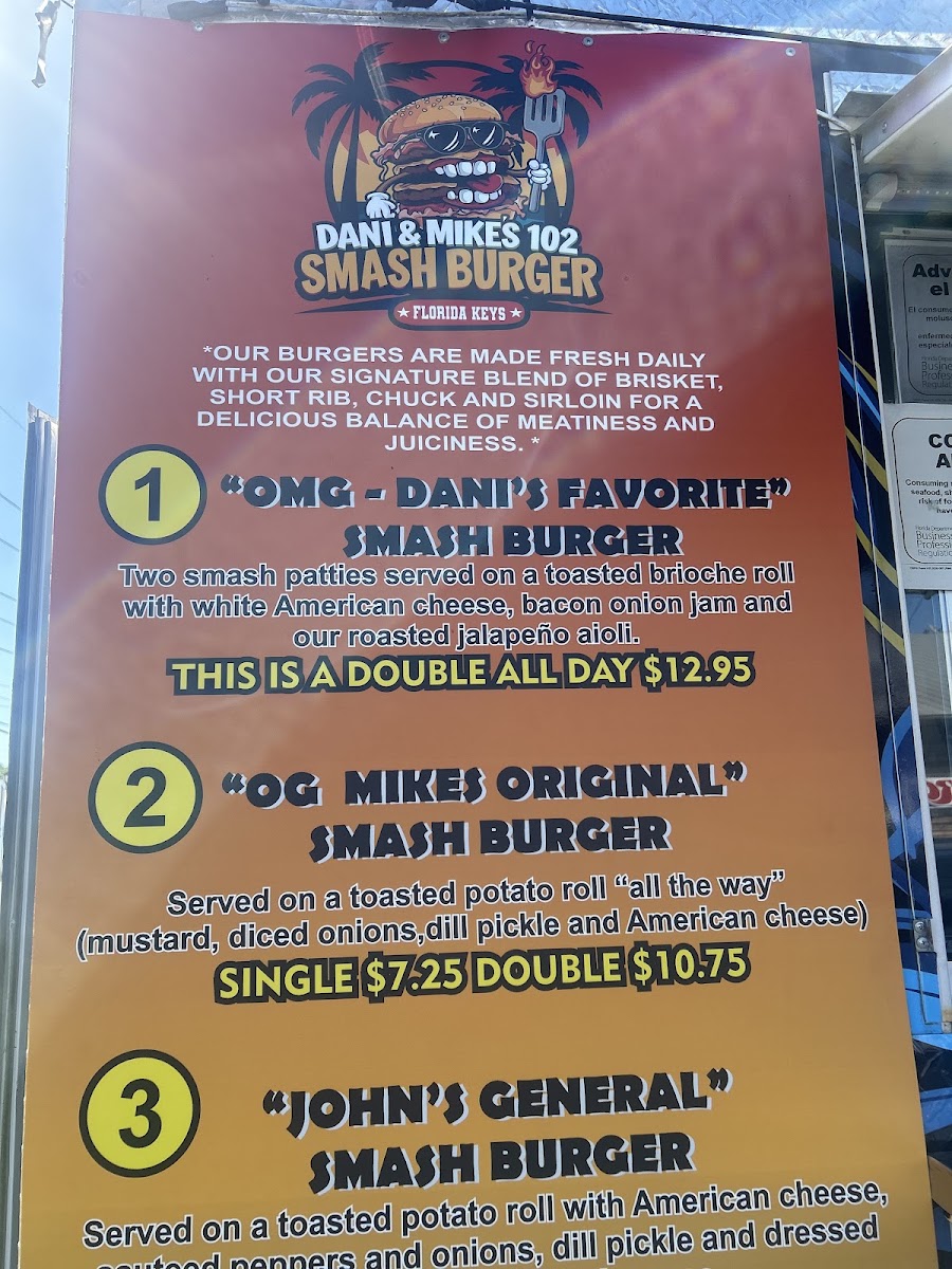 Dani and Mike’s 102 menu board