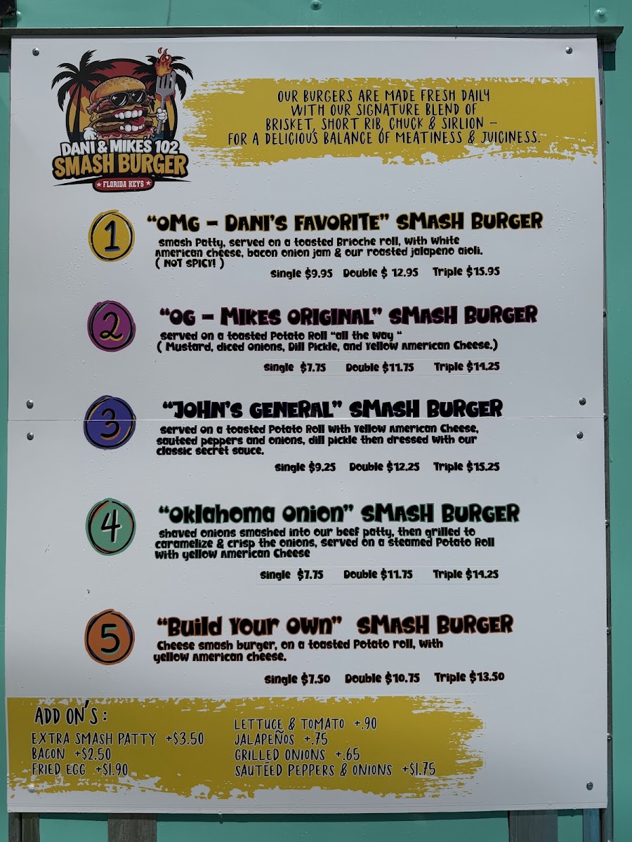 Dani and Mike’s 102 menu board
