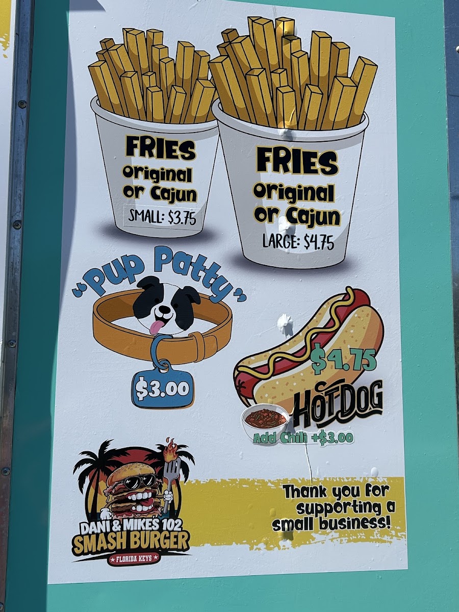 Dani and Mike’s 102 menu board