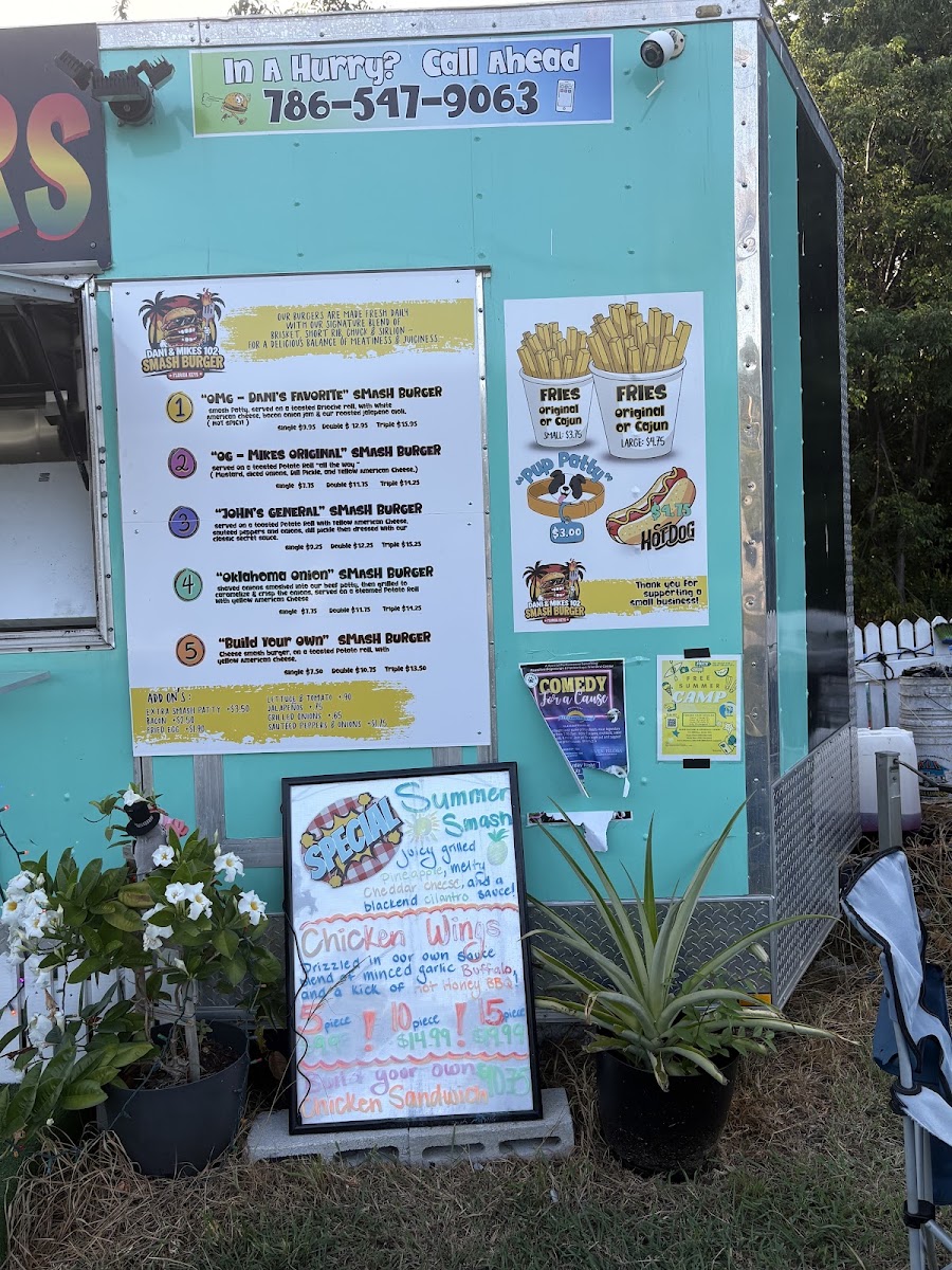 Dani and Mike’s 102 menu board